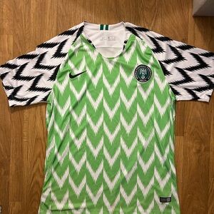 Green and White Zigzag Soccer Jersey